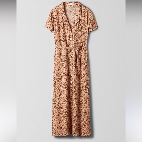 Wilfred Dresses & Skirts - Aritzia cheetah leopard button up maxi shirt Dress XS